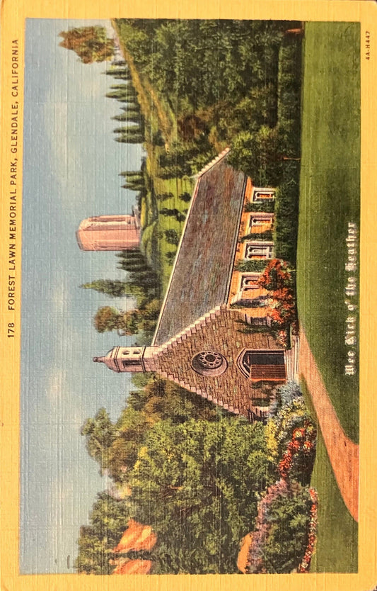 Forest Lawn Memorial Park - Glendale, California - Vintage Postcard