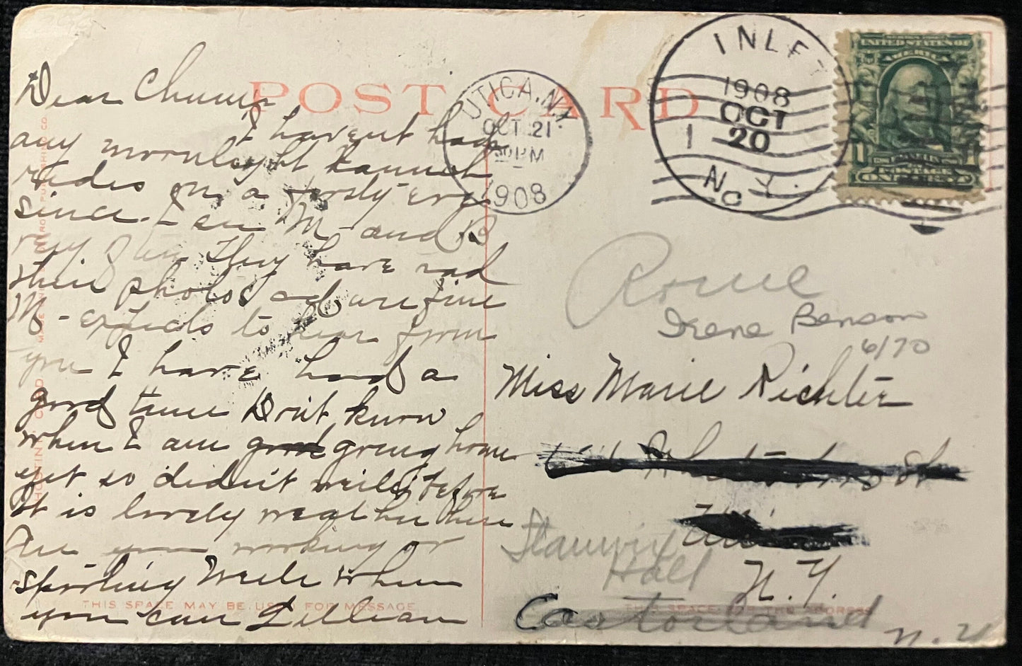 Str. “Clearwater,” - Fulton Chain - Adirondack Mountains, N.Y. - 1908 Postcard