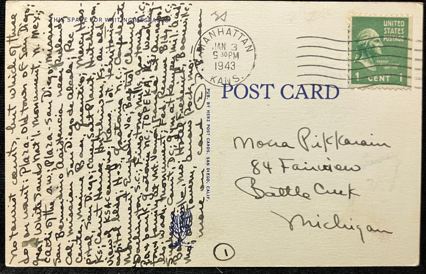 The Mercy Hospital, San Diego, California - Vintage Postcard
