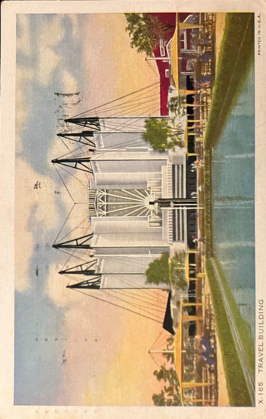 Travel Building - Chicago, Illinois - Vintage Postcard with Exposition Stamp