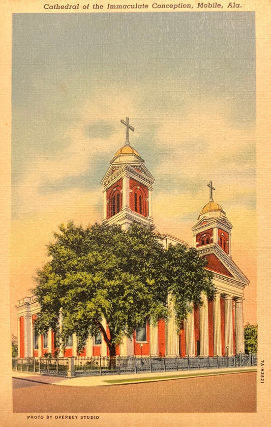 Cathedral of the Immaculate Conception, Mobile, Alabama - Photo by Overbey Studio - Vintage Postcard