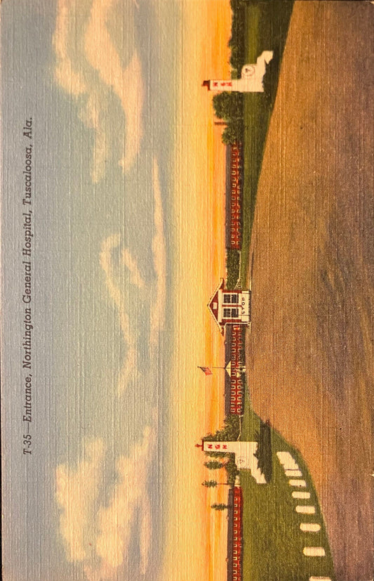 Entrance - Northington General Hospital - Tuscaloosa, Alabama - Vintage Postcard