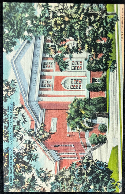First Baptist Church - Dothan, Alabama - Vintage Postcard - Southern Baptist Church