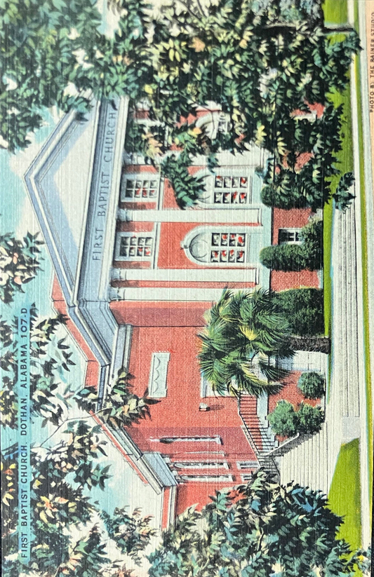 First Baptist Church - Dothan, Alabama - Vintage Postcard - Southern Baptist Church