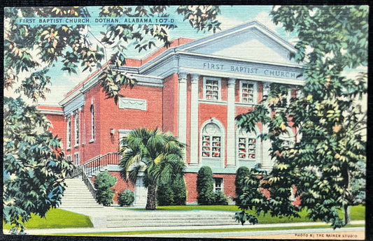 First Baptist Church - Dothan, Alabama - Vintage Postcard - Southern Baptist Church