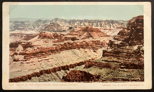 Walls of the Grand Canyon, From Bissell’s Point - Copyright, 1899, by Detroit Photographic Co. - Vintage Postcard