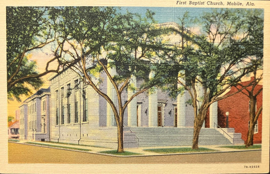 First Baptist Church, Mobile, Alabama - Vintage Postcard