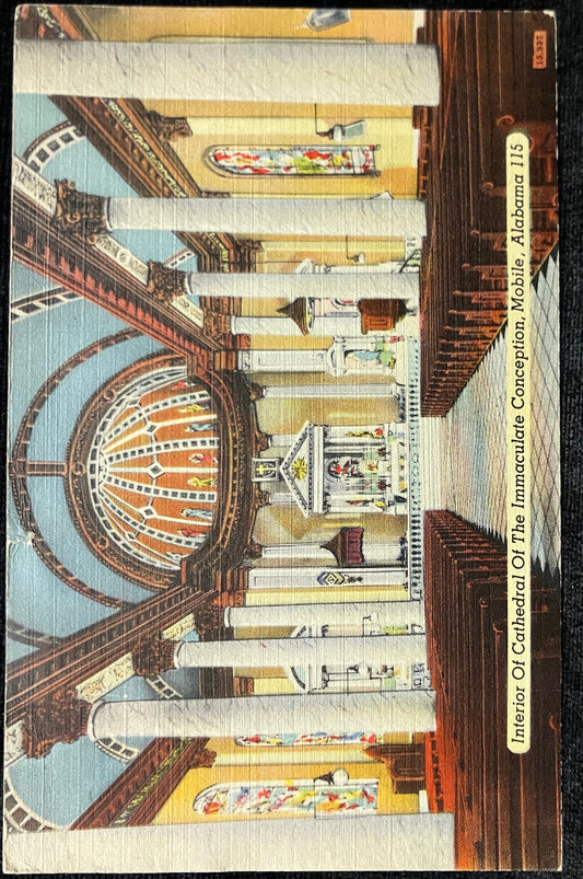 Interior of Cathedral of the Immaculate Conception, Mobile, Alabama - Vintage Postcard
