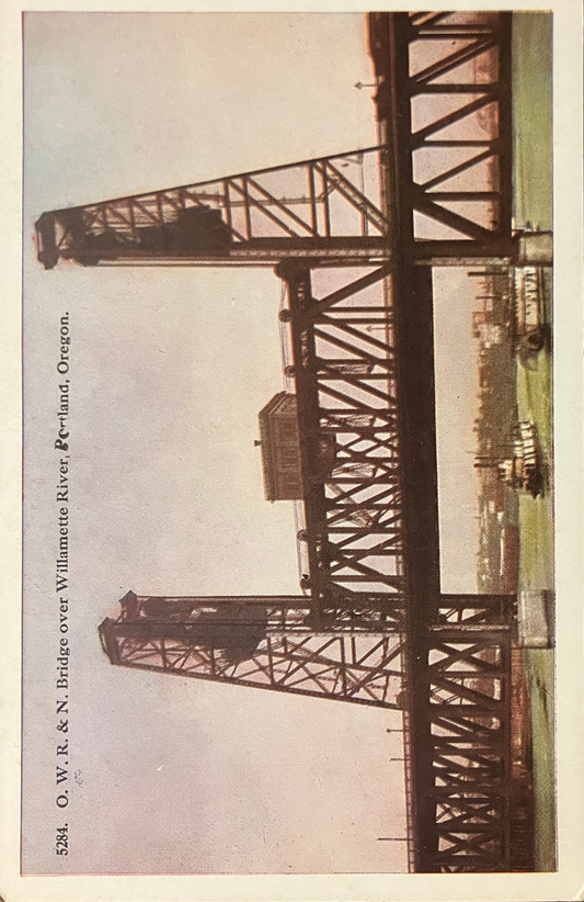 Bridge Over Willamette River, Portland, Oregon- Multnomah Falls, Showing Benson Foot Bridge - Vintage Postcard