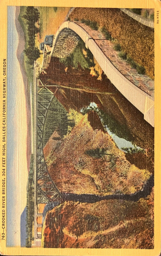 Crooked River Bridge - Dallas-California Highway, Oregon - Vintage Postcard