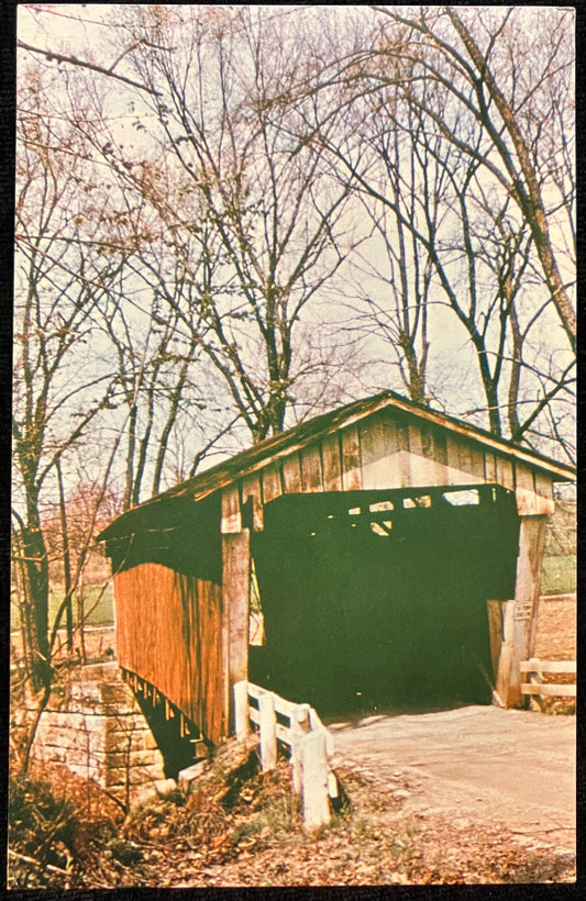 The Macklin House Covered Bridge - Fairfield County, Ohio -Photo by Anita Knight - Vintage Postcard
