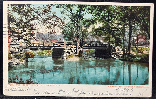 Oak Street Bridge - Mt. Vernon, N. Y. - Copyright 1903, By Detroit Photographic Co.  - Vintage Postcard