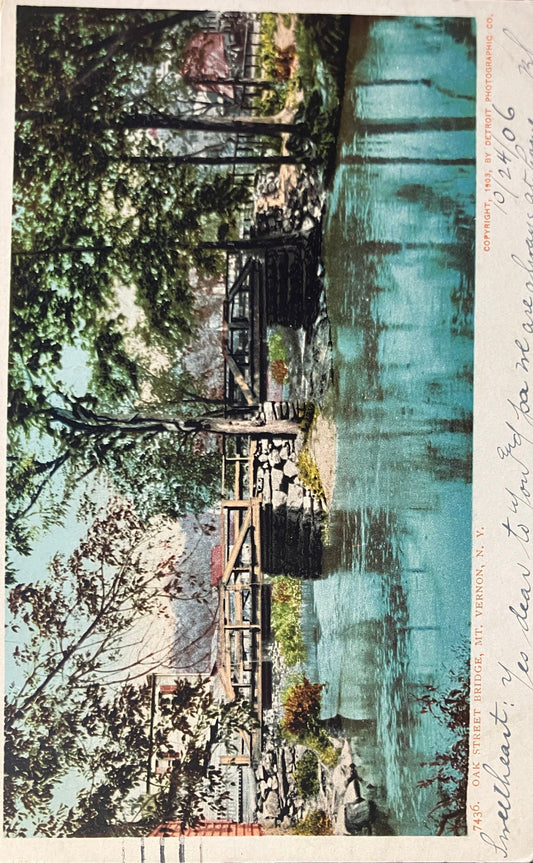 Oak Street Bridge - Mt. Vernon, N. Y. - Copyright 1903, By Detroit Photographic Co.  - Vintage Postcard