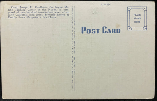 Typical Barracks, Camp Pendleton, California - Vintage Military Postcard