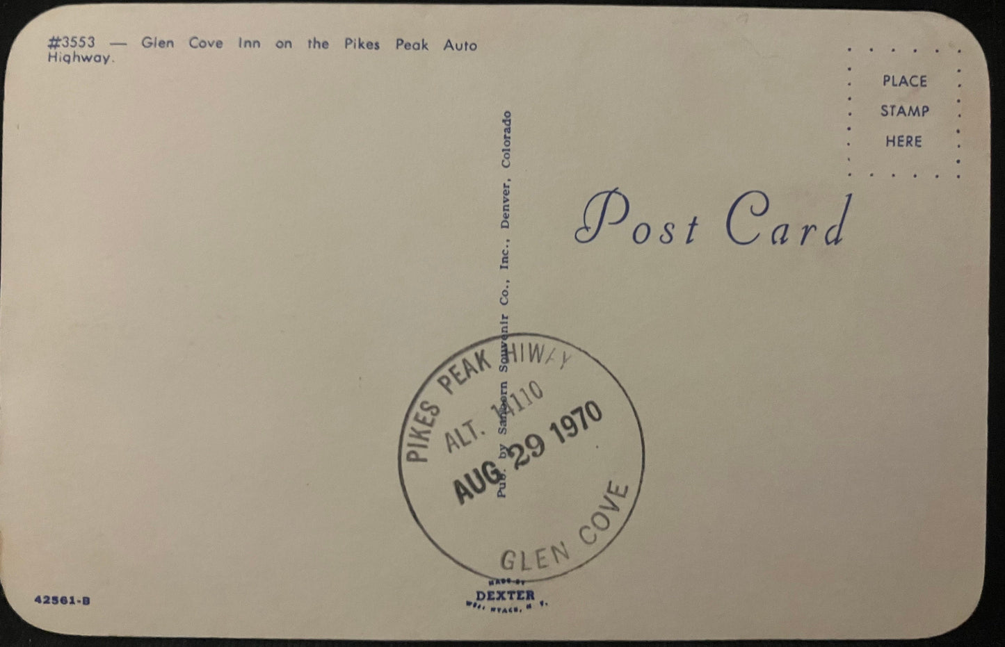 Glen Cove Inn - Pikes Peak Auto Highway - Colorado - 1970s Postcard