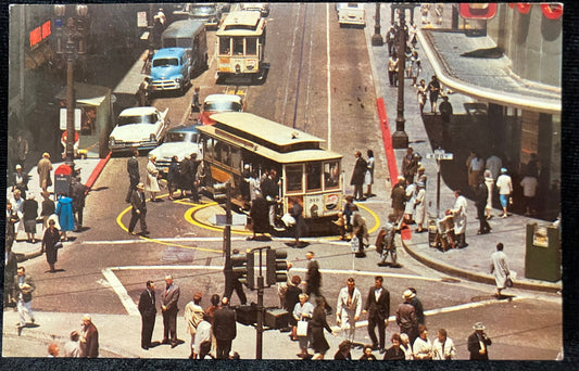 Powell and Market Streets - San Francisco, California - Color by Cal-Pcitures - Vintage Postcard