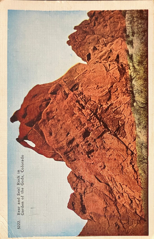 Bear and Seal Rock in Garden of the Gods, Colorado - Vintage Postcard