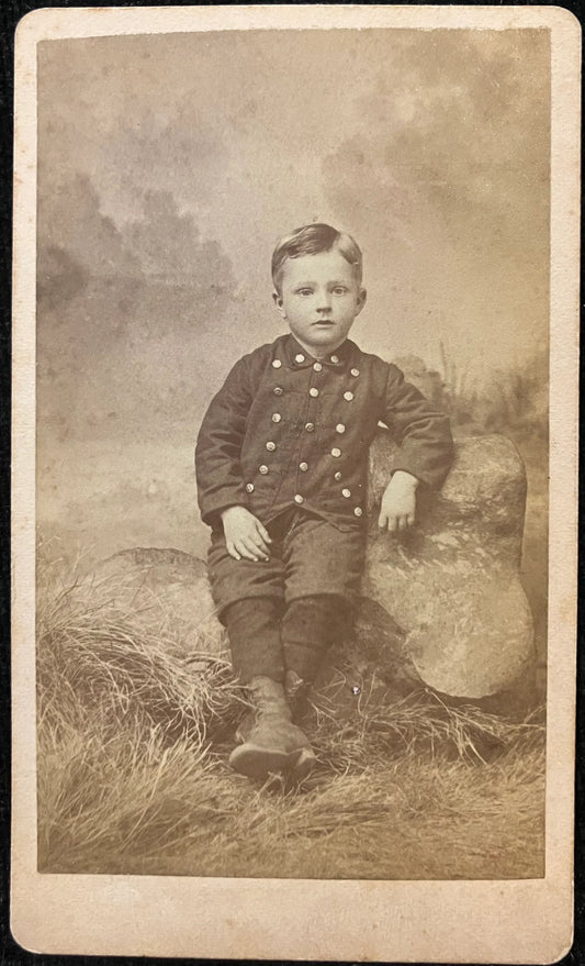 Little Victorian Boy - Cabinet Card 1870s - Vintage 1870s Photograph -  Classic Everyday Clothing - Beautiful Child in Photograph - J A Ball