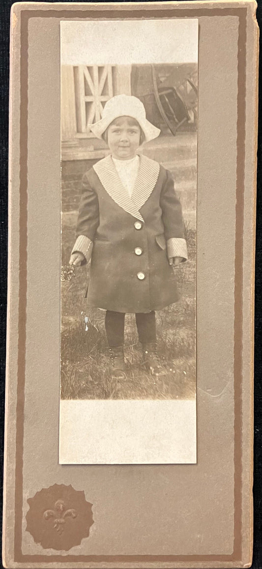 Real Photo of Little Dutch Girl - Vintage 1920 Photo - Original Embossed Card Frame