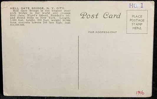 Hell Gate Bridge, New York - Vintage Postcard