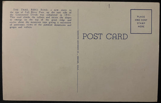 Estes Park - Grand Lake Highway - Rocky Mountain Notional Park, Colorado - Longs Peak - 1940s Linen 