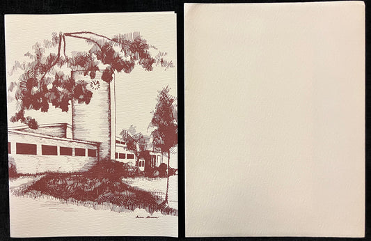 Set of Cards featuring Kulp Residence Hall, Church-Chapel, and Union Building, Goshen College, Goshen, Indiana - Art by Gwen Stamm - Vintage Cards With Envelopes