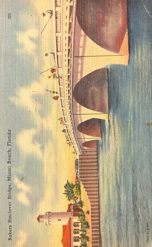 Bakers Haulover Birdge, Miami Beach, Miami Beach, Florida - Vintage Postcard