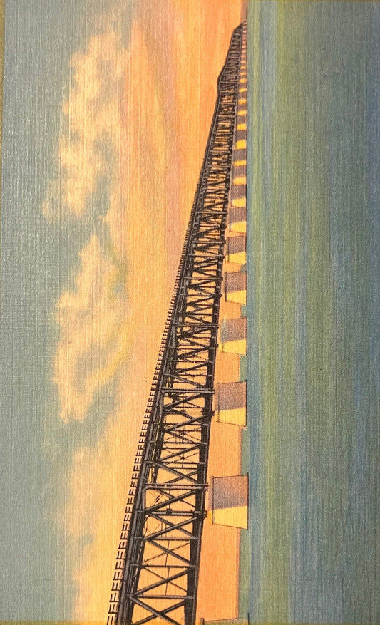 Bahia Honda Bridge, Highest Span along the Keys, on Way to Key West, Florida - Built on Top of the Former Railraod Bridge - Vintage Postcard