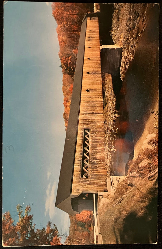 Old Covered Bridge in West Dummerston, Vermont - Color by Frank. L. Forward - Vintage covered bridge Postcard,