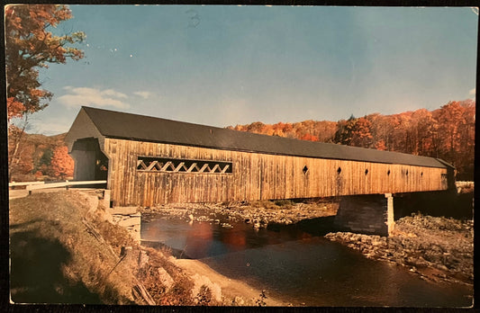 Old Covered Bridge in West Dummerston, Vermont - Color by Frank. L. Forward - Vintage covered bridge Postcard,