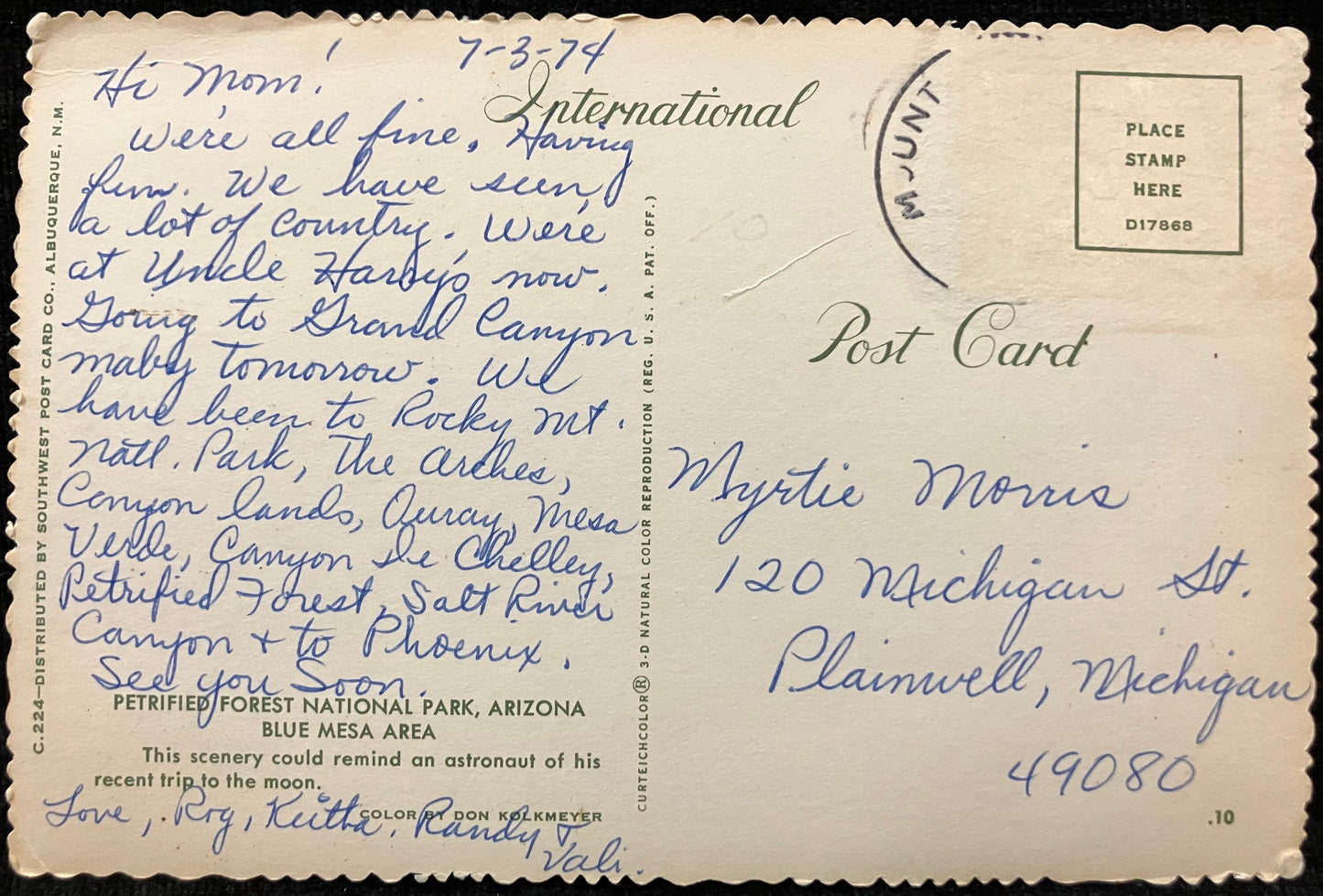 Petrified Forest National Park, Arizona - Vintage Postcard