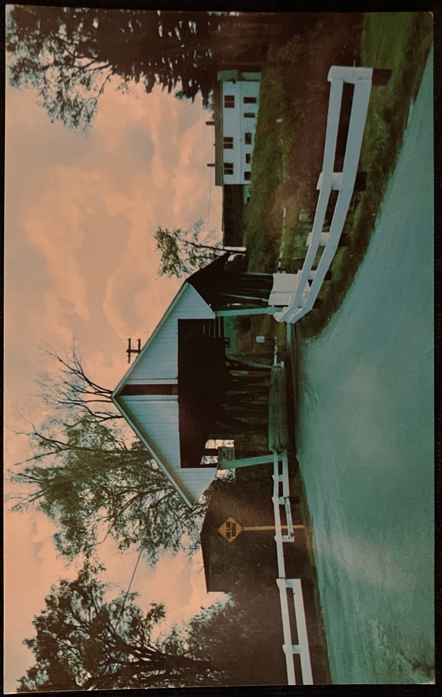 Bradley Bridge in Lyndon, Vermont - Vintage covered bridge Postcard,