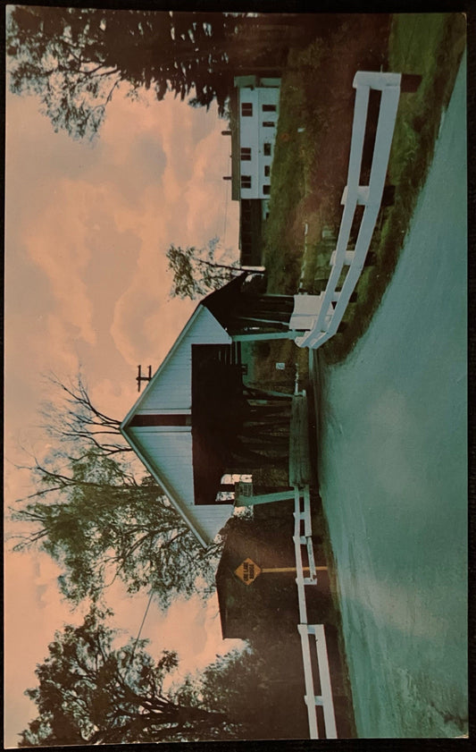Bradley Bridge in Lyndon, Vermont - Vintage covered bridge Postcard,