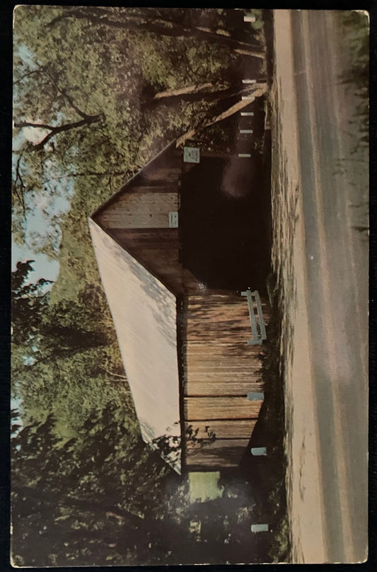 Lincoln Bridge Woodstock, Vt. - Vintage Covered Bridge Postcard,