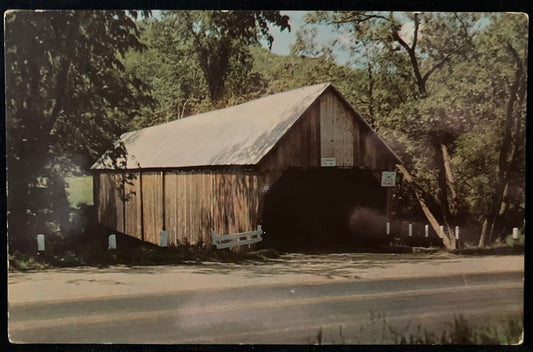 Lincoln Bridge Woodstock, Vt. - Vintage Covered Bridge Postcard,