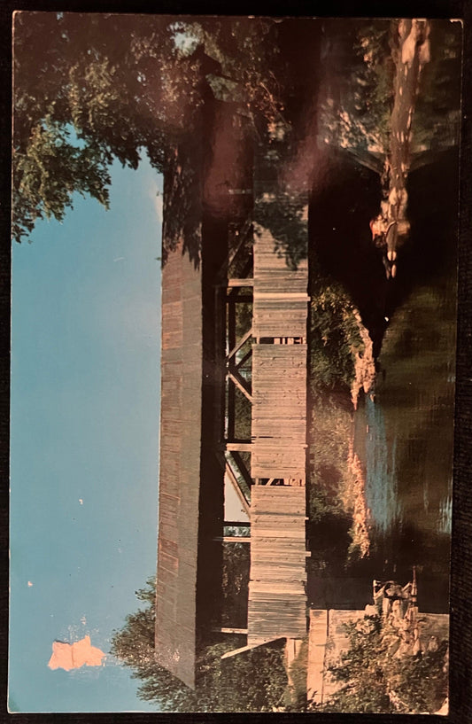 Old Covered Bridge in Lyndon, Vermont - Color by Frank L. Forward - Vintage Postcard,