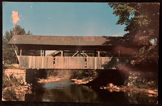 Old Covered Bridge in Lyndon, Vermont - Color by Frank L. Forward - Vintage Postcard,