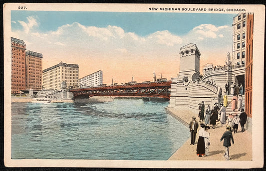 New Michigan Boulevard Bridge, Chicago - Vintage Bridge Postcard