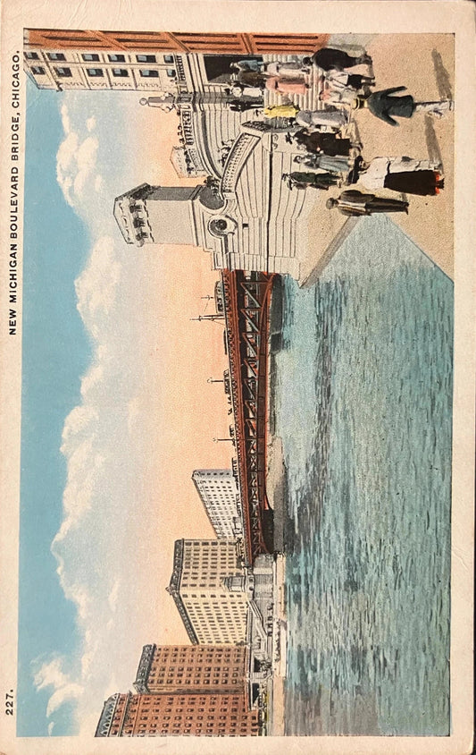 New Michigan Boulevard Bridge, Chicago - Vintage Bridge Postcard