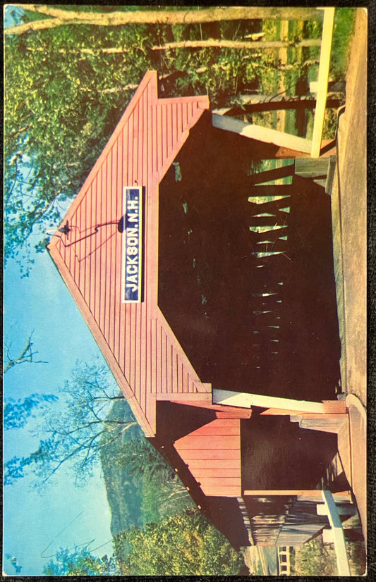 Jackson, N. H. - Covered Bridge in White Mountains, New Hampshire - Photo by Dick Smith - Vintage Covered Bridge Postcard