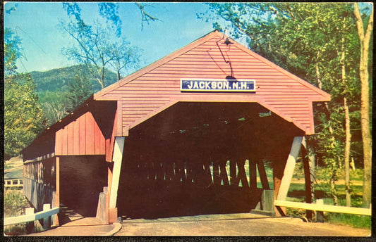 Jackson, N. H. - Covered Bridge in White Mountains, New Hampshire - Photo by Dick Smith - Vintage Covered Bridge Postcard