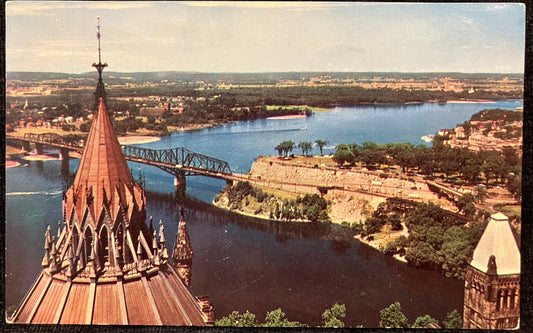 View from the Peace Tower Balcony - Ottawa, Canada - 1950s International Postcard