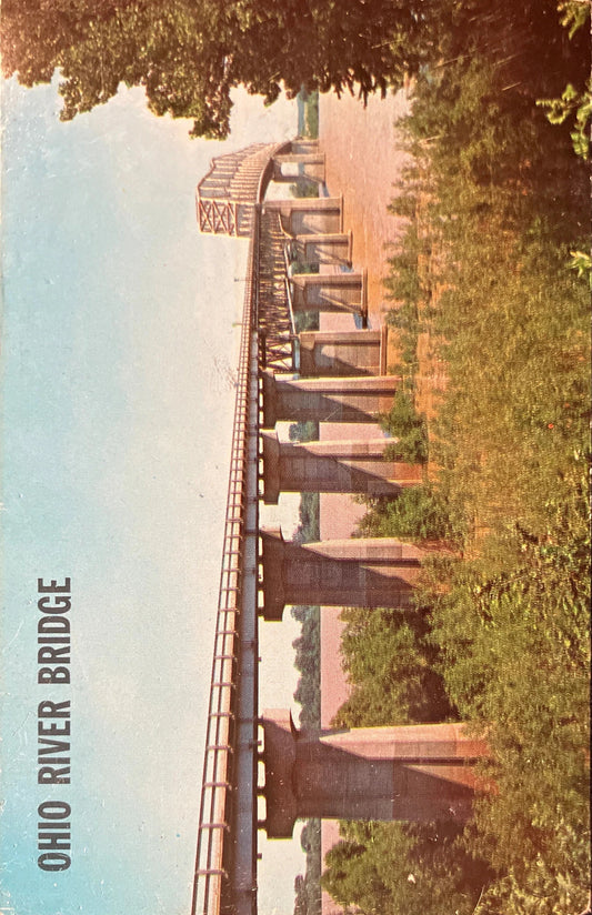 Ohio River Bridge - Vintage Postcard Shawneetown, Illinois - Longest span Cantilever Bridge in World