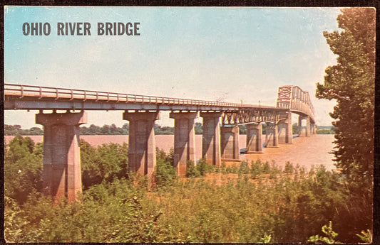 Ohio River Bridge - Vintage Postcard Shawneetown, Illinois - Longest span Cantilever Bridge in World
