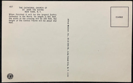 The Cathedral Church of St. John the Divine in New York, New York - Vintage Church Postcard