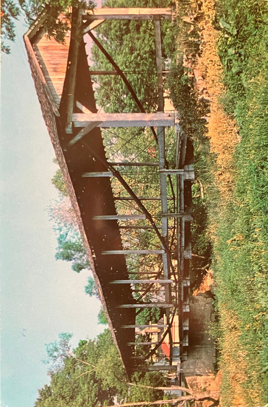 Suspension Covered Bridge at Germantown, Ohio - Germantown Bridge - Alice Dillon Photo - Vintage Covered Bridge Postcard