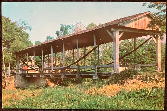 Suspension Covered Bridge at Germantown, Ohio - Germantown Bridge - Alice Dillon Photo - Vintage Covered Bridge Postcard
