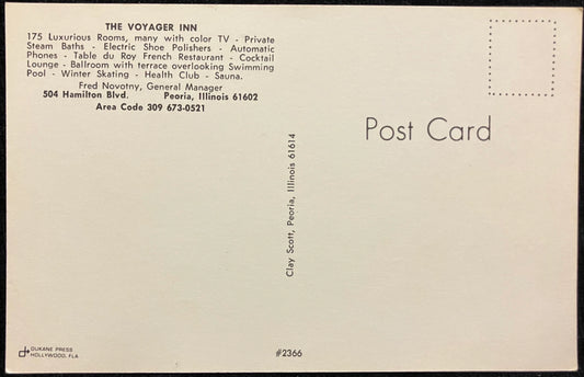 The Voyager Inn - Peoria, Illinois - Vintage Hotel Postcard