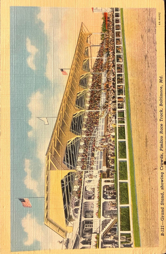 Grand Stand, With Crowds, Pimlico Race Track, Baltimore, Maryland - Vintage Postcard - The Sport of Kings in Baltimore - Baltimore Race Track