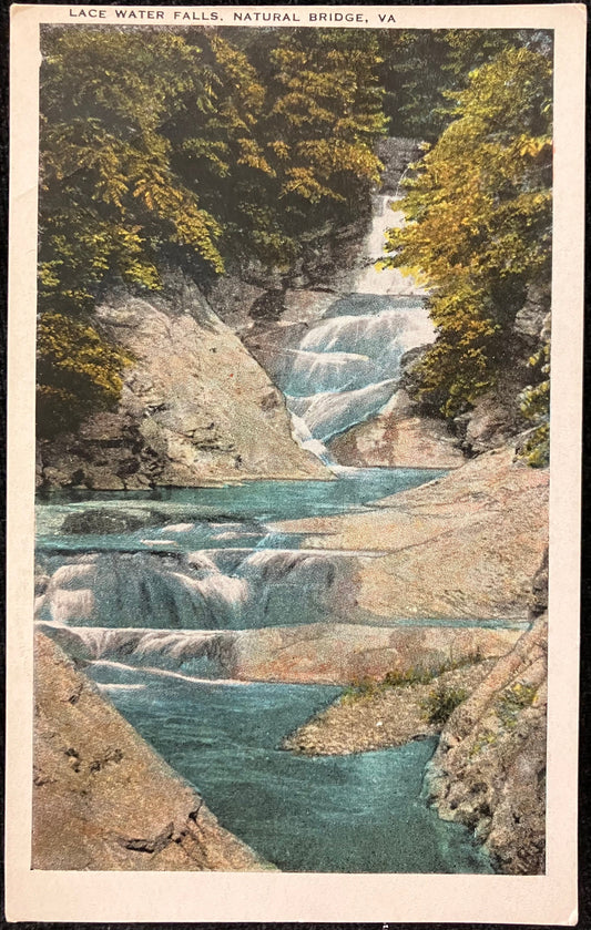 Lace Water Falls, Natural Bridge, Virginia - Vintage Scenic Postcard